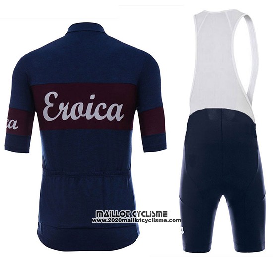 2018 Maillot Ciclismo Eroica Vino Fonce Bleu Manches Courtes et Cuissard